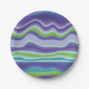 Modern Purple Wave Pattern  Paper Plate