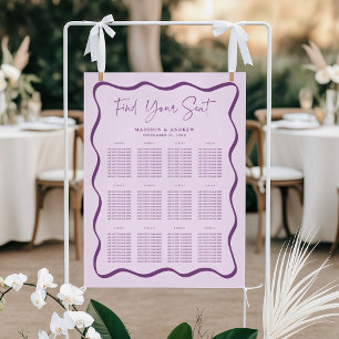 Modern Purple Wavy Frame Wedding Seating Chart