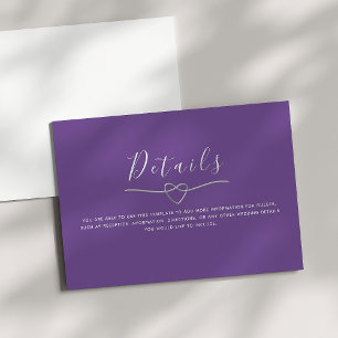 Modern Purple Wedding Details Card