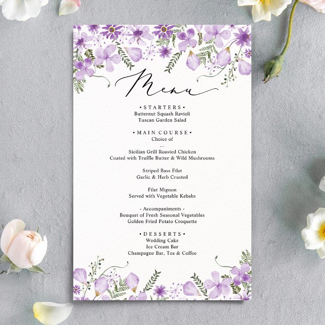 Modern Purple Wedding Menu (Creator Uploaded)