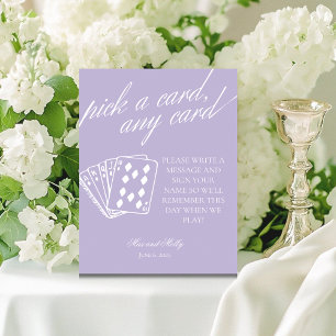 Modern Purple Wedding Playing Cards Pedestal Sign