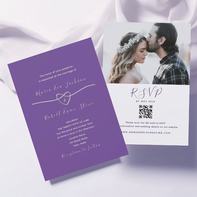 Modern Purple Wedding QR Code Invite (Creator Uploaded)