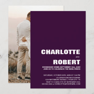 Modern Purple Wedding Reception Invitation