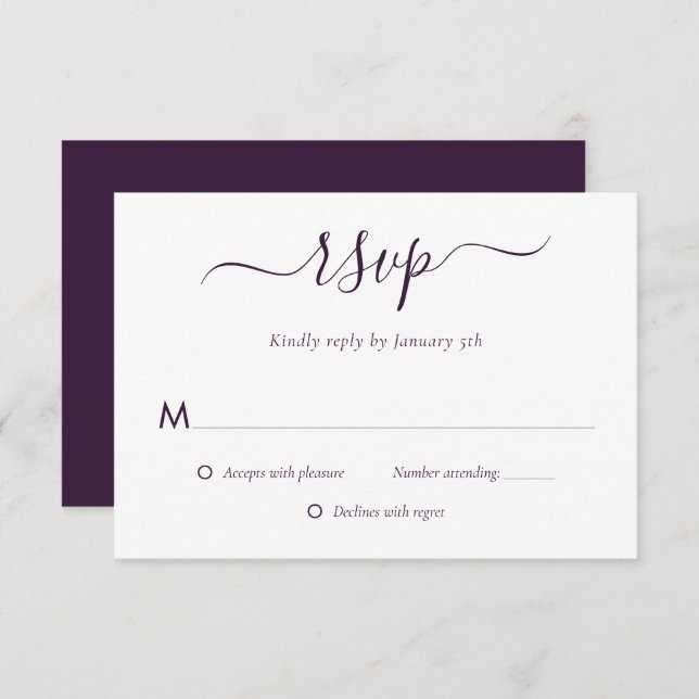 Modern Purple Wedding RSVP Card (Front/Back)