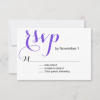 Modern Purple Wedding RSVP Card