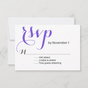 Modern Purple Wedding RSVP Card