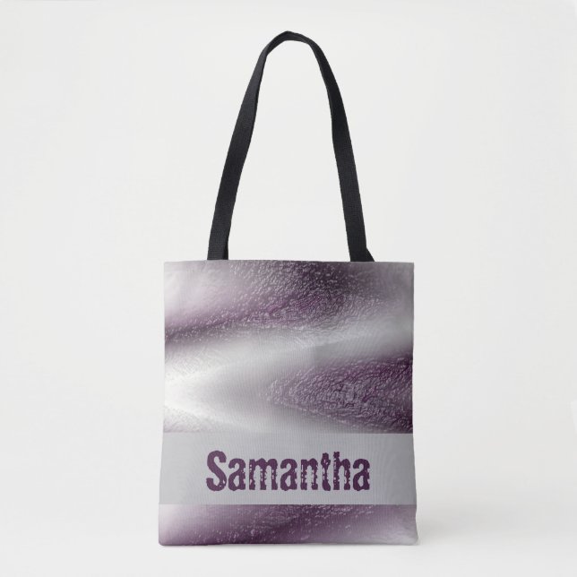 Modern Purple White Bold Zig-Zag Abstract  Tote Bag (Front)