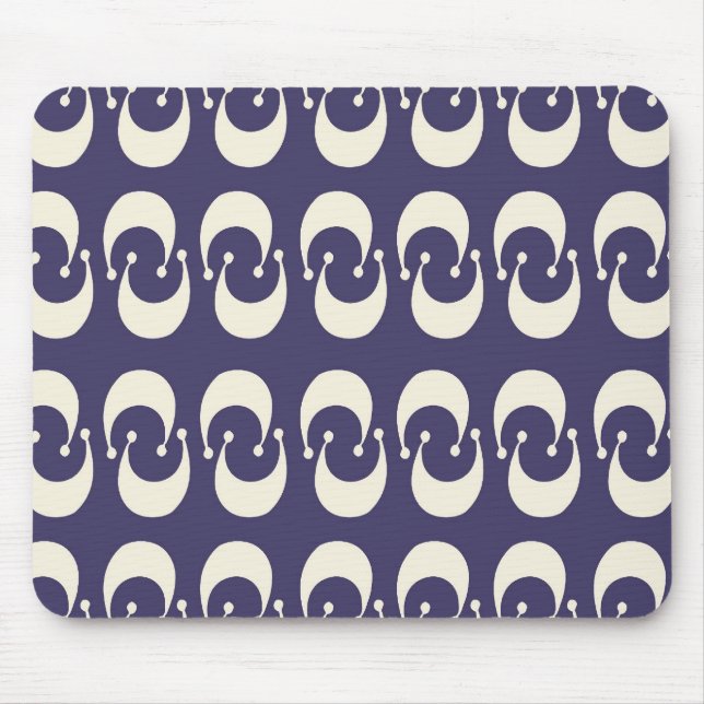 Modern Purple White Double Crescent Moon Pattern Mouse Pad (Front)
