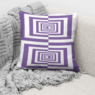 Modern Purple White Geometric Cushion