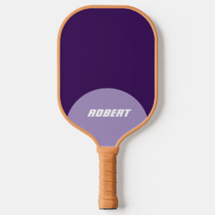Modern purple &white monogram name pickleball paddle