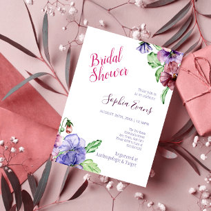 Modern Purple Wildflower Bridal Shower Invitations