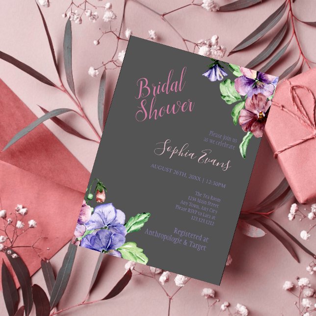 Modern Purple Wildflower Bridal Shower Invitations (Creator Uploaded)