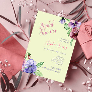 Modern Purple Wildflower Bridal Shower Invitations