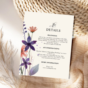 Modern Purple Wildflower Garden Wedding Enclosure Card