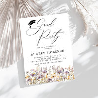 Modern Purple Wildflowers Floral Grad Party