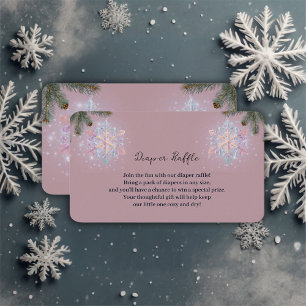 Modern Purple Winter Snowflakes Cute Baby Shower Enclosure Card