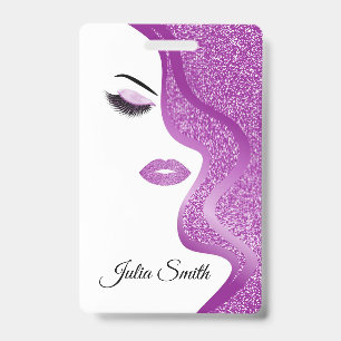 Modern Purple with Glitter Effect ID Badge