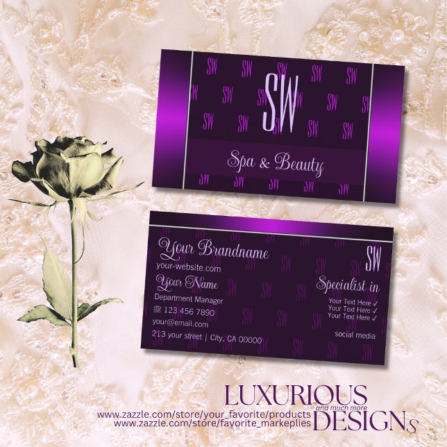 Modern Purple with Initials Professional Stylish Business Card (Creator Uploaded)