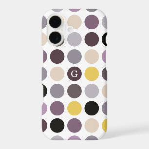 Modern purple yellow polka dots pattern monogram