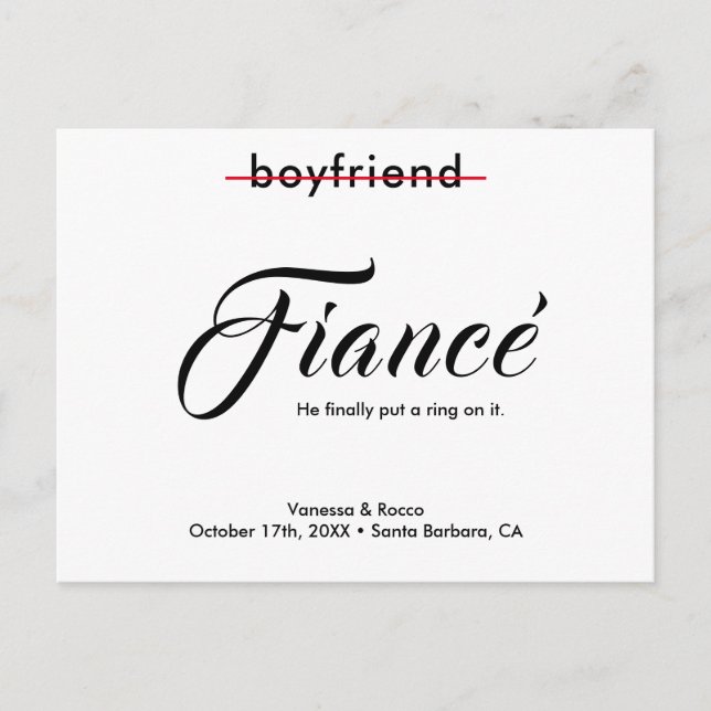 Modern Put a Ring on it Engagement Announcement (Front)