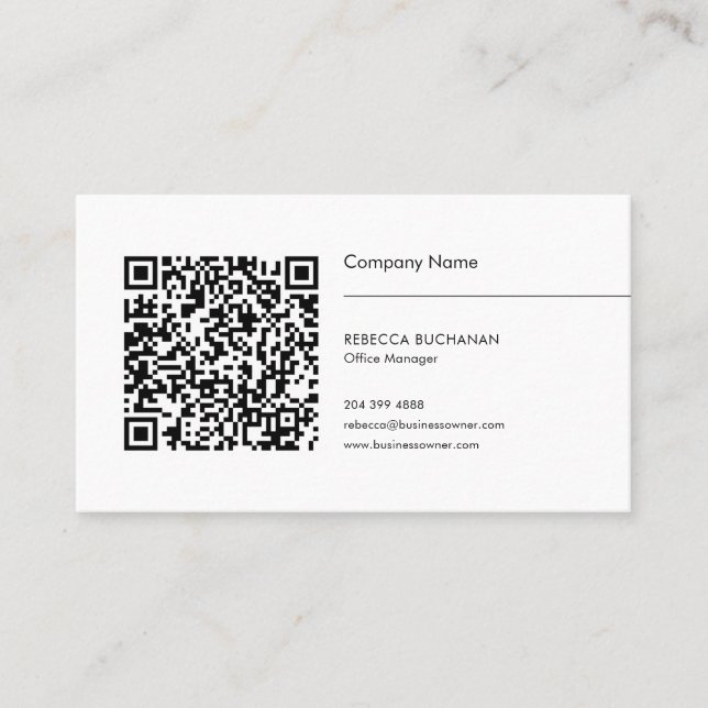Modern QR Code and Company Logo Business Card (Front)