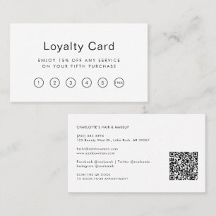 Modern QR Code Beautician Salon Loyalty Card