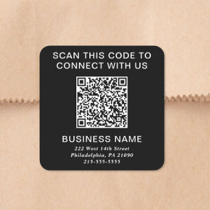 Modern QR Code Black Square Sticker