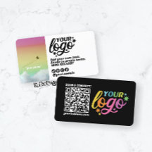 Modern QR Code Black White Rainbow Business Card
