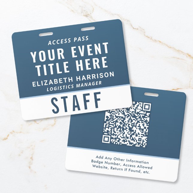 Modern QR Code Blue Event Access ID Badge (Modern QR Code Blue Event Access ID Badge)