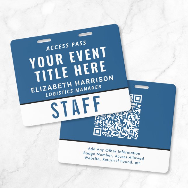 Modern QR Code Blue Event Access Pass ID Badge (Modern QR Code Blue Event Access Pass ID Badge)