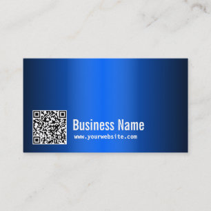 Modern QR Code Blue Metal Business Card