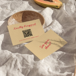 Modern QR Code Bright Colourful Retro Funky Weddin RSVP Card