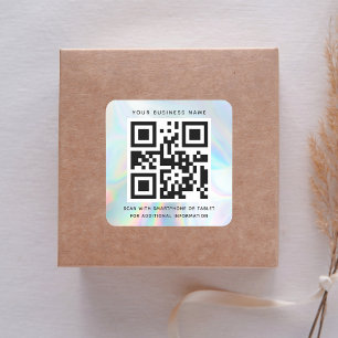 Modern QR Code Business Iridescent Professional Square Sticker
