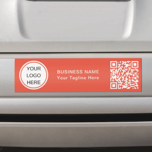 Modern QR Code & Business Logo Red Car Bumper Sticker