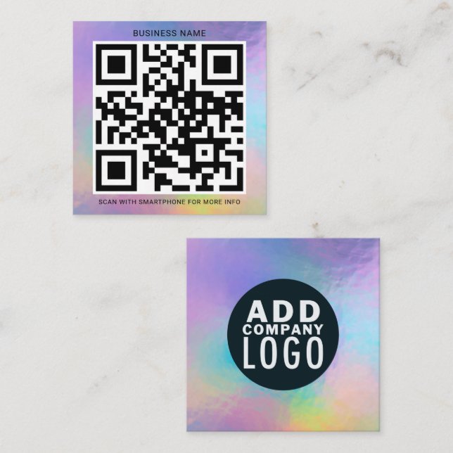 Modern QR Code Business Logo Square Business Card (Front/Back)