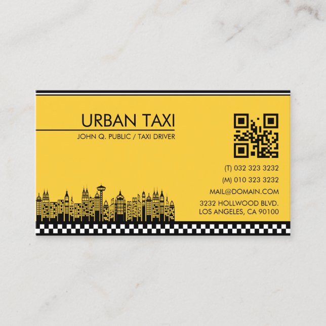 Modern QR Code Cab Taxi Driver Business Card (Front)