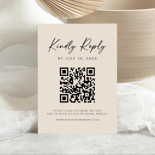 Modern QR Code Champagne Website RSVP Card