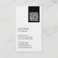 Modern QR code Civil Engineer Business Card