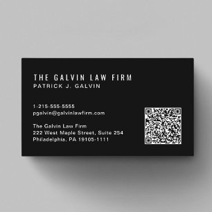 Modern QR Code Company Employee Black Business Card