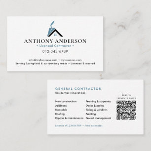 Modern QR Code Contractor/Construction Business Card