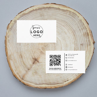 Modern QR Code Custom Logo & Social Media Icons  Business Card