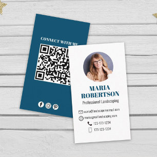 Modern QR Code Custom Photo Connect With Us Business Card