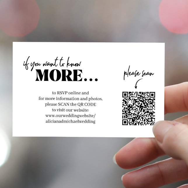 Modern QR code details online rsvp website wedding Enclosure Card (Creator Uploaded)