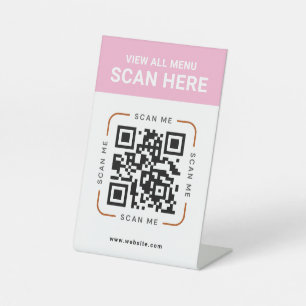 Modern QR Code Digital Menu Tabletop Sign