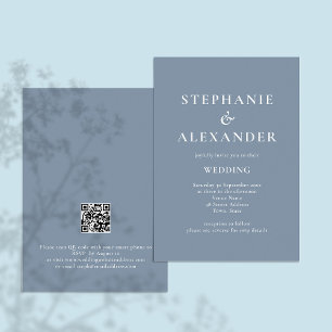 Modern QR Code Dusty Blue Wedding Invitation