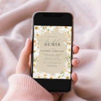 Modern QR Code Elegant Daisy Rustic Bridal Shower