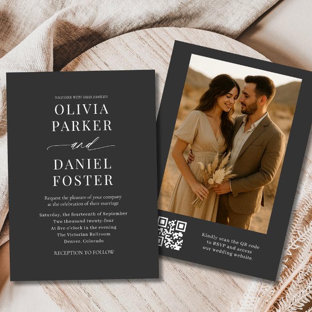 Modern QR Code Elegant Photo Wedding Invitation (Creator Uploaded)