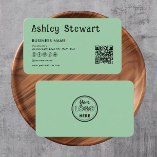 Modern Qr Code Facebook Instagram Logo Mint Green Business Card