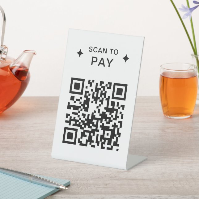 Modern QR Code for Restaurants Scan to Pay Simple Pedestal Sign (In SItu)