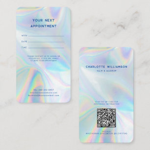 Modern QR Code Hair Salon Holographic Appointment Card